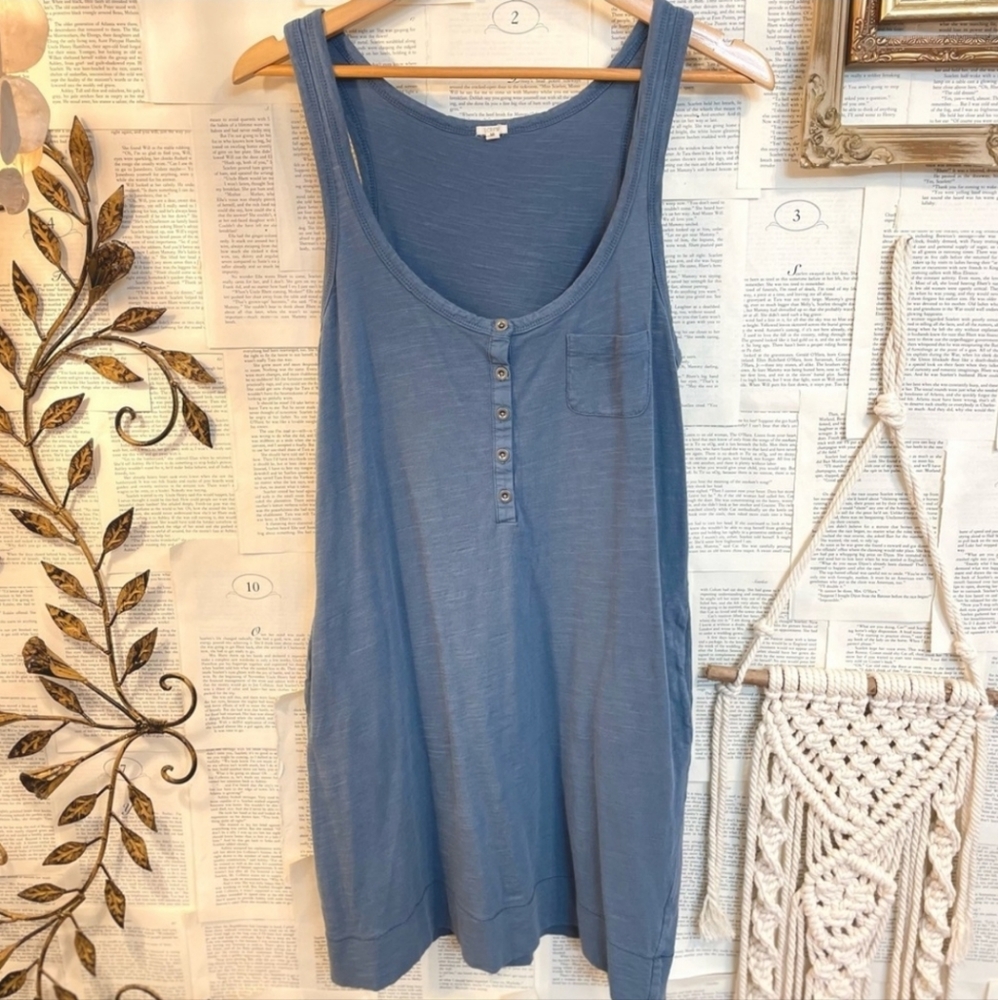 J Crew Henley Tank Dress w/ pockets sz M